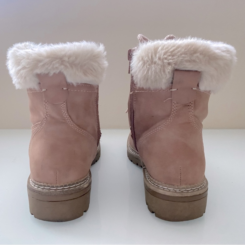 Steve Madden Peachy Tan Faux Fur-Lined Lace Combat Walking Ankle Boots Size 8 M - Picture 9 of 14